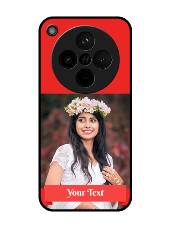 Custom Find X8 5G Custom Glass Phone Case - Simple Red Color Design