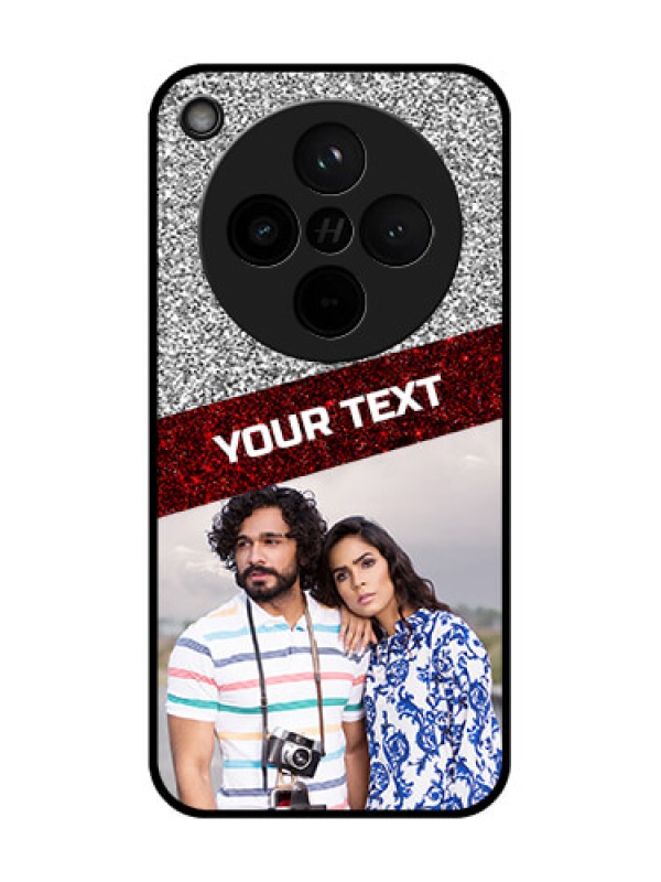 Custom Find X8 5G Custom Glass Phone Case - Image Holder With Glitter Strip Design