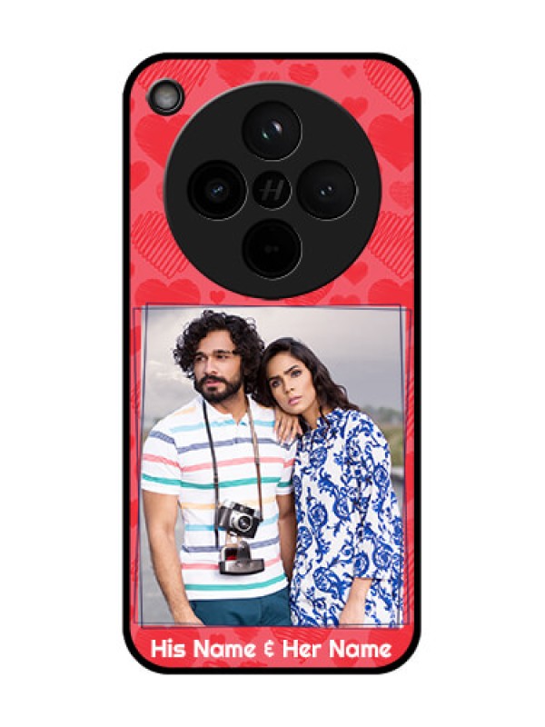 Custom Find X8 5G Custom Glass Phone Case - With Red Heart Symbols Design