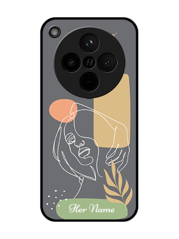 Custom Find X8 5G Custom Glass Phone Case - Gazing Woman Line Art Design
