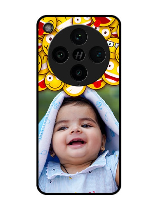 Custom Find X8 Pro 5G Custom Glass Phone Case - With Smiley Emoji Design