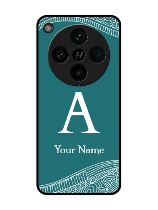 Custom Find X8 Pro 5G Custom Glass Phone Case - Line Art Pattern With Custom Name Design