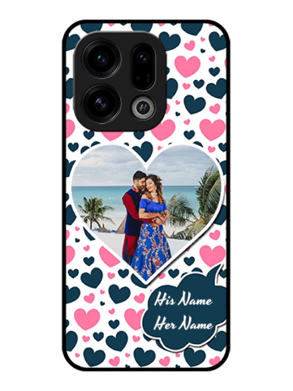 Custom Oppo Find X9 5G Custom Glass Phone Case - Pink & Blue Heart Design