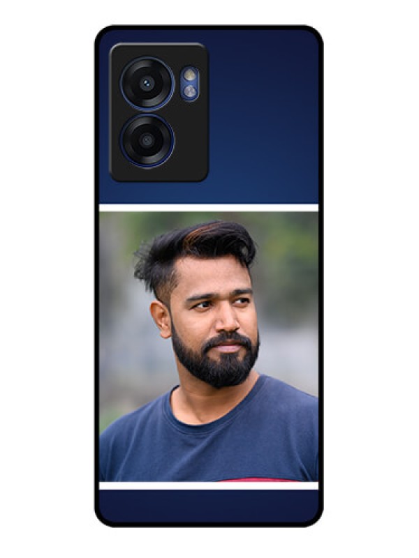 Custom Oppo K10 5G Personalized Glass Phone Case - Simple Royal Blue Design
