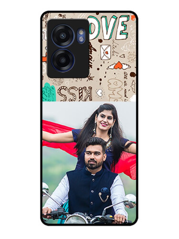 Custom Oppo K10 5G Custom Glass Phone Case - Love Doodle Pattern