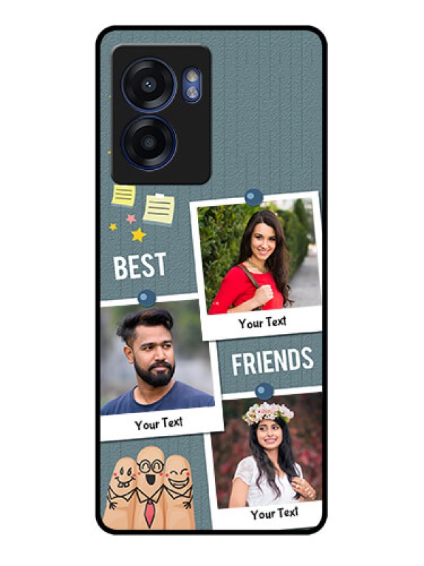 Custom Oppo K10 5G Personalized Glass Phone Case - Sticky Frames and Friendship Design