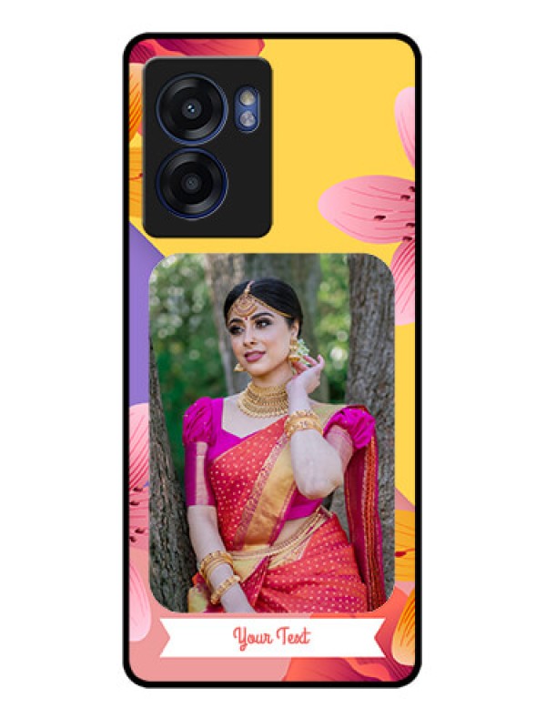 Custom Oppo K10 5G Custom Glass Mobile Case - 3 Image With Vintage Floral Design