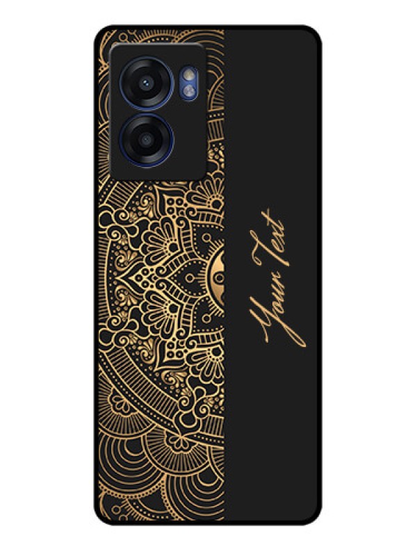 Custom Oppo K10 5G Photo Printing on Glass Case - Mandala art with custom text Design