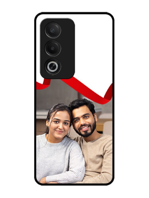 Custom Oppo K12x 5G Custom Glass Phone Case - Red Ribbon Frame Design