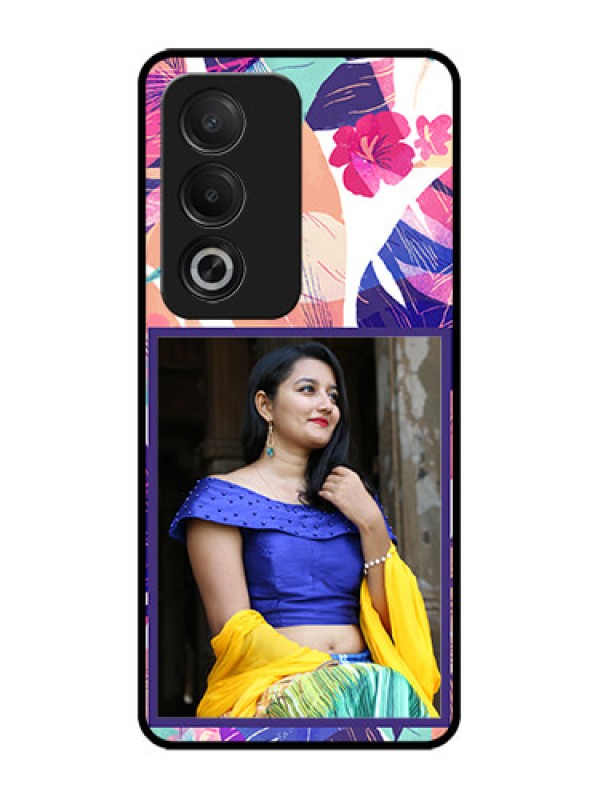 Custom Oppo K12x 5G Custom Glass Phone Case - Abstract Floral Design