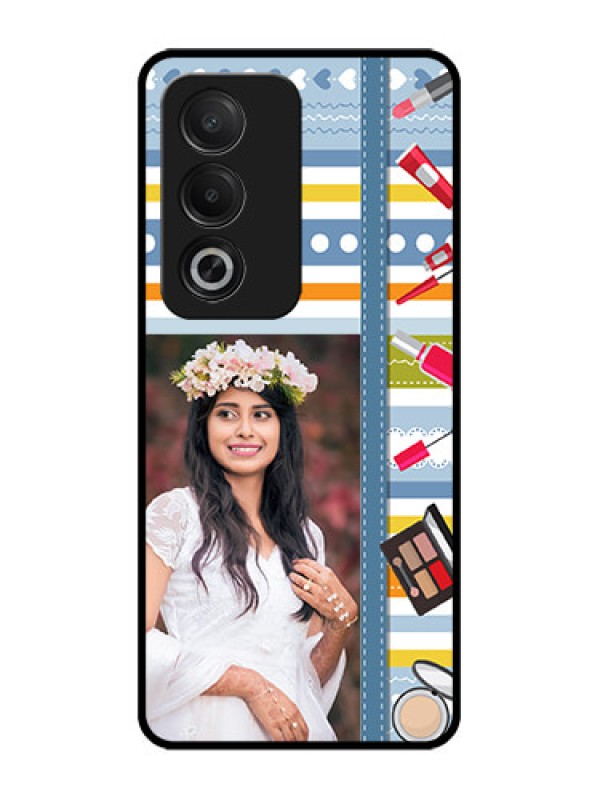 Custom Oppo K12x 5G Custom Glass Phone Case - Makeup Icons Design