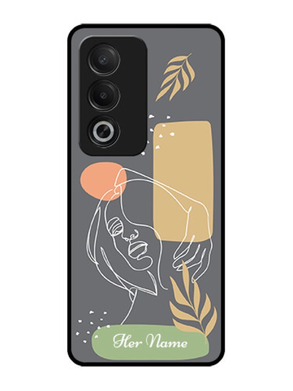 Custom Oppo K12x 5G Custom Glass Phone Case - Gazing Woman Line Art Design