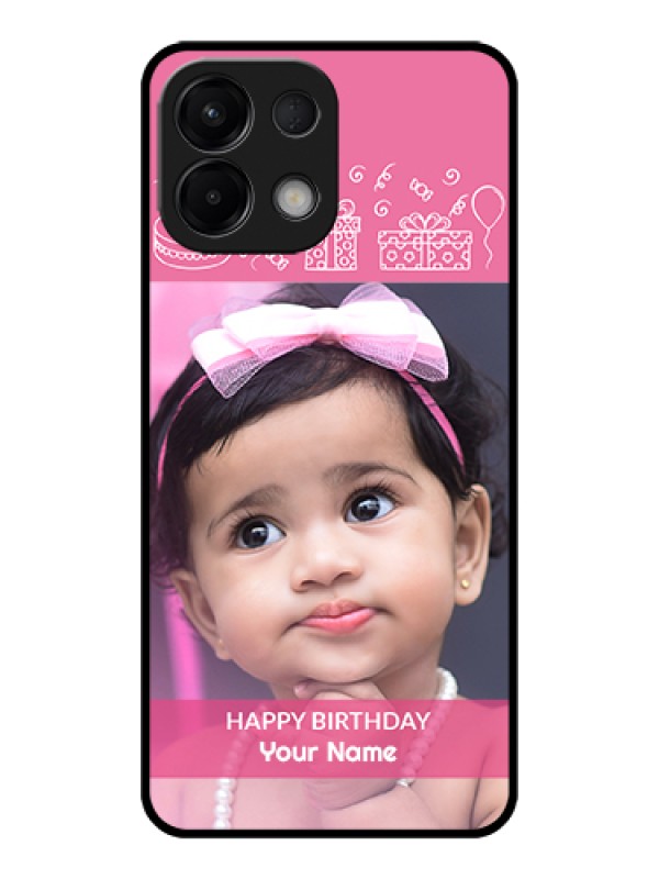 Custom Oppo K13 5G Custom Glass Phone Case - With Birthday Line Art Design