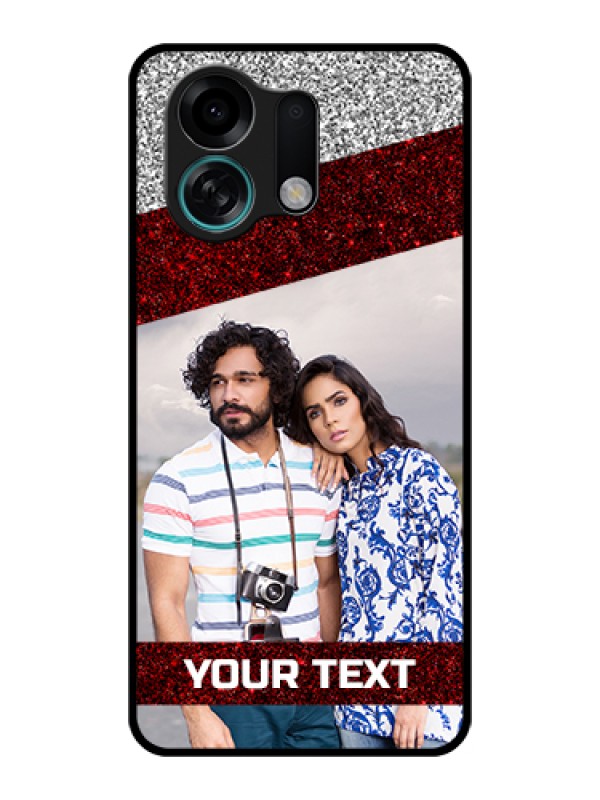 Custom Oppo K13 Turbo 5G Custom Glass Phone Case - Image Holder With Glitter Strip Design