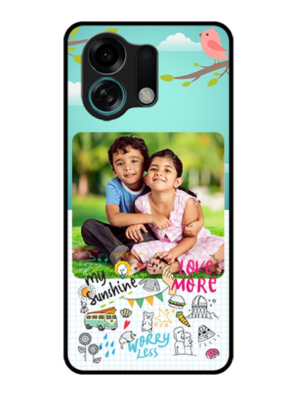 Custom Oppo K13 Turbo 5G Custom Glass Phone Case - Doodle Love Design
