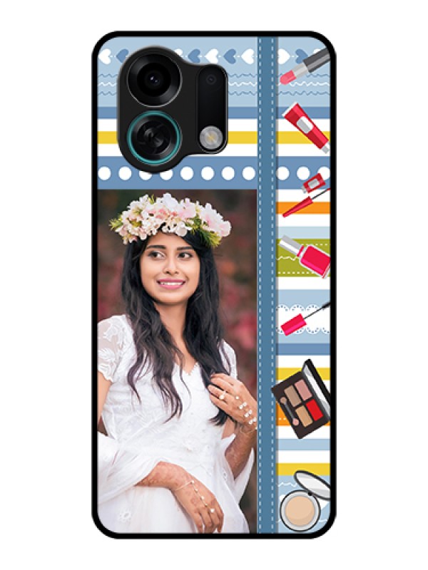 Custom Oppo K13 Turbo 5G Custom Glass Phone Case - Makeup Icons Design