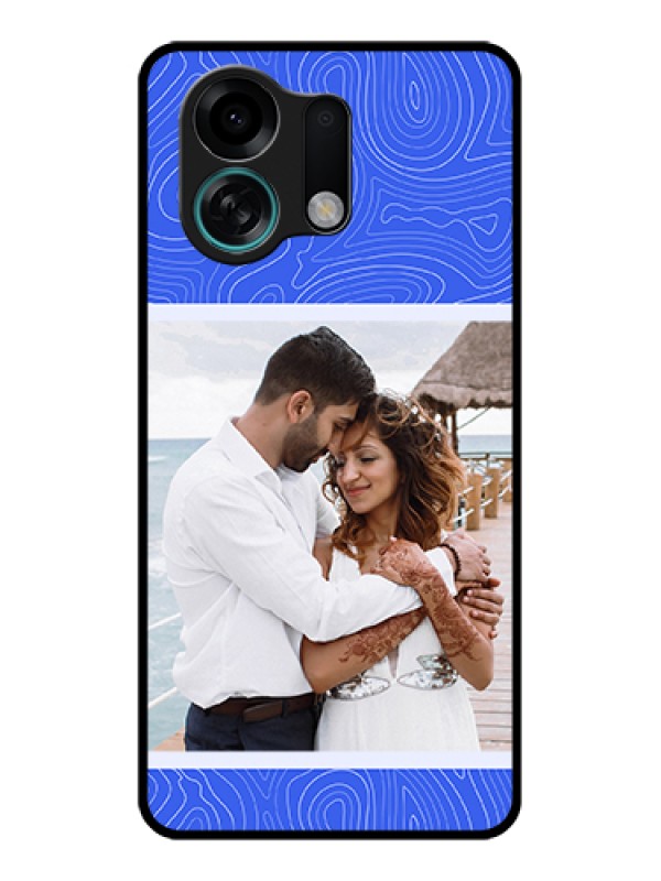Custom Oppo K13 Turbo Pro 5G Custom Glass Phone Case - Curved Line Art With Blue And White Design