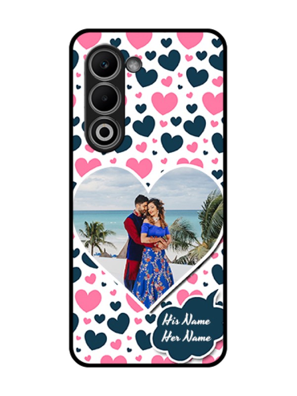 Custom Oppo K13x 5G Custom Glass Phone Case - Pink & Blue Heart Design