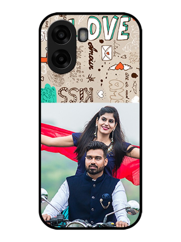 Custom Oppo K14x 5G Custom Glass Phone Case - Love Doodle Pattern