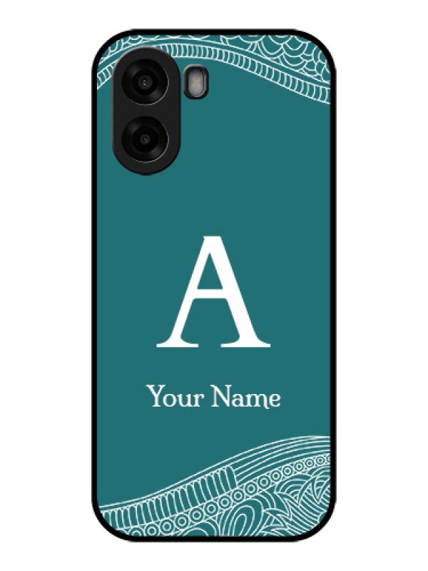 Custom Oppo K14x 5G Custom Glass Phone Case - Line Art Pattern With Custom Name Design