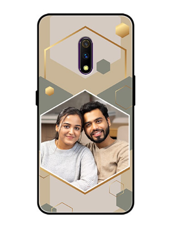 Custom Oppo K3 Photo Printing on Glass Case - Stylish Hexagon Pattern Design