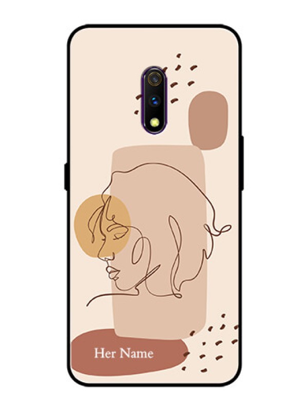 Custom Oppo K3 Photo Printing on Glass Case - Calm Woman line art Design