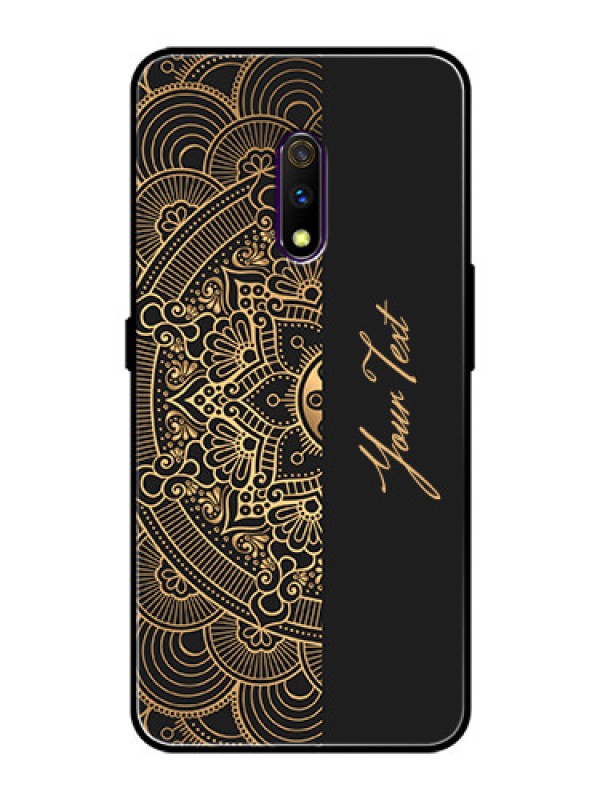 Custom Oppo K3 Photo Printing on Glass Case - Mandala art with custom text Design