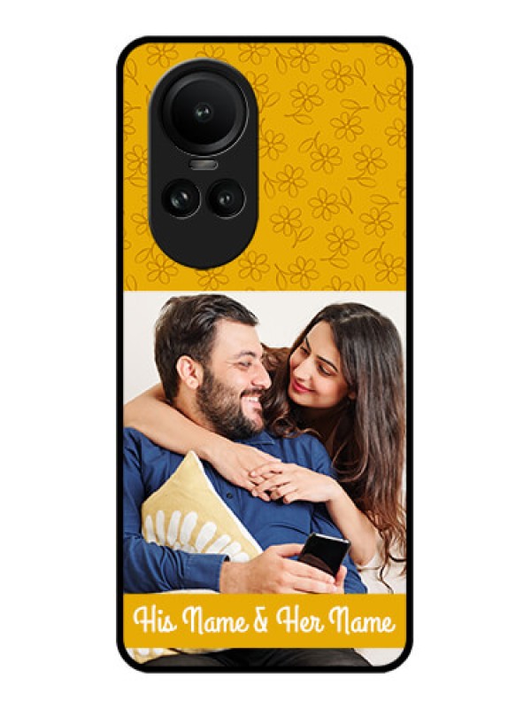Custom Oppo Reno 10 5G Custom Glass Mobile Case - Yellow Floral Design