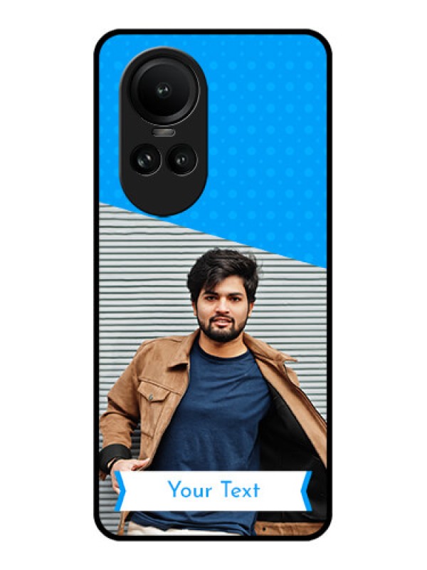 Custom Oppo Reno 10 5G Photo Printing on Glass Case - Simple Blue Color Design