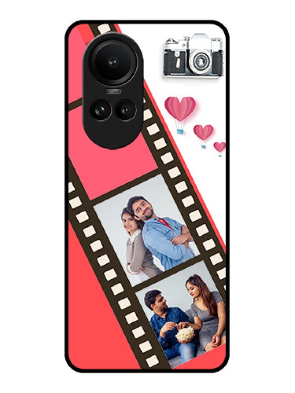 Custom Oppo Reno 10 5G Personalized Glass Phone Case - 3 Image Holder with Film Reel