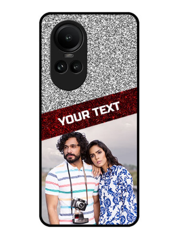 Custom Oppo Reno 10 5G Personalized Glass Phone Case - Image Holder with Glitter Strip Design