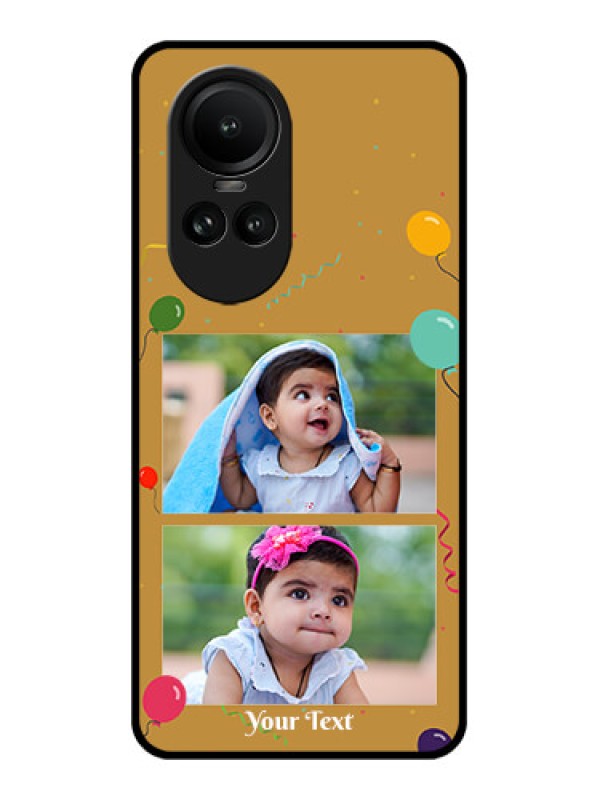 Custom Oppo Reno 10 5G Personalized Glass Phone Case - Image Holder with Birthday Celebrations Design