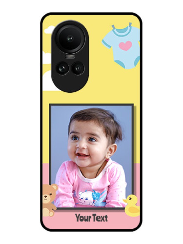 Custom Oppo Reno 10 5G Photo Printing on Glass Case - Kids 2 Color Design
