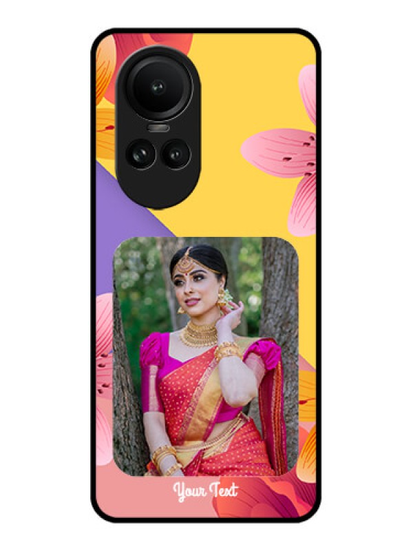 Custom Oppo Reno 10 5G Custom Glass Mobile Case - 3 Image With Vintage Floral Design