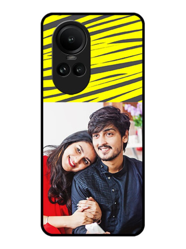 Custom Oppo Reno 10 5G Photo Printing on Glass Case - Yellow Abstract Design