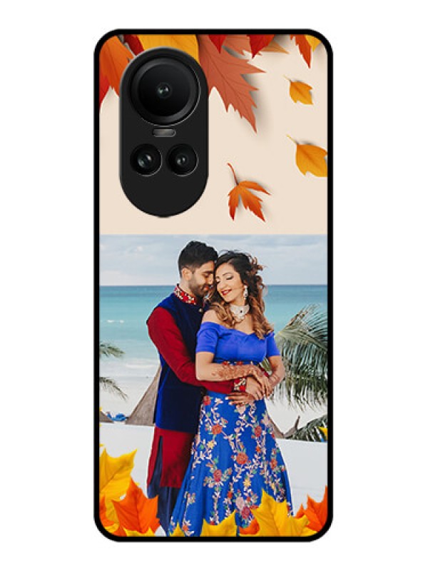 Custom Oppo Reno 10 5G Photo Printing on Glass Case - Autumn Maple Leaves Design