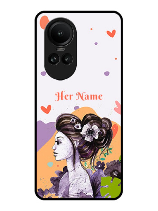 Custom Oppo Reno 10 5G Personalized Glass Phone Case - Woman And Nature Design