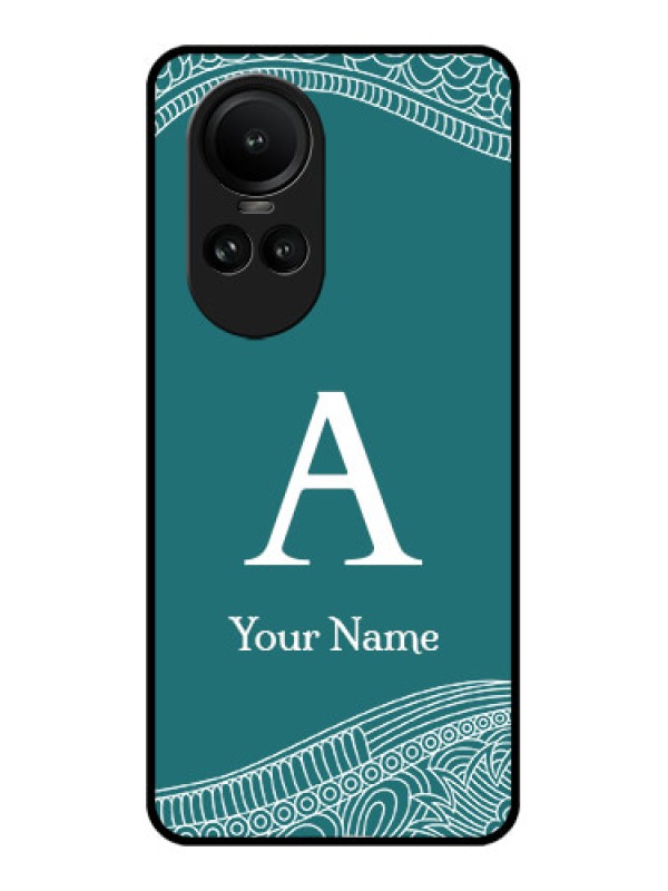 Custom Oppo Reno 10 5G Personalized Glass Phone Case - line art pattern with custom name Design