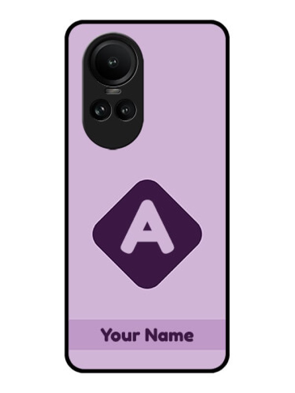 Custom Oppo Reno 10 5G Custom Glass Mobile Case - Custom Letter in curved badge Design