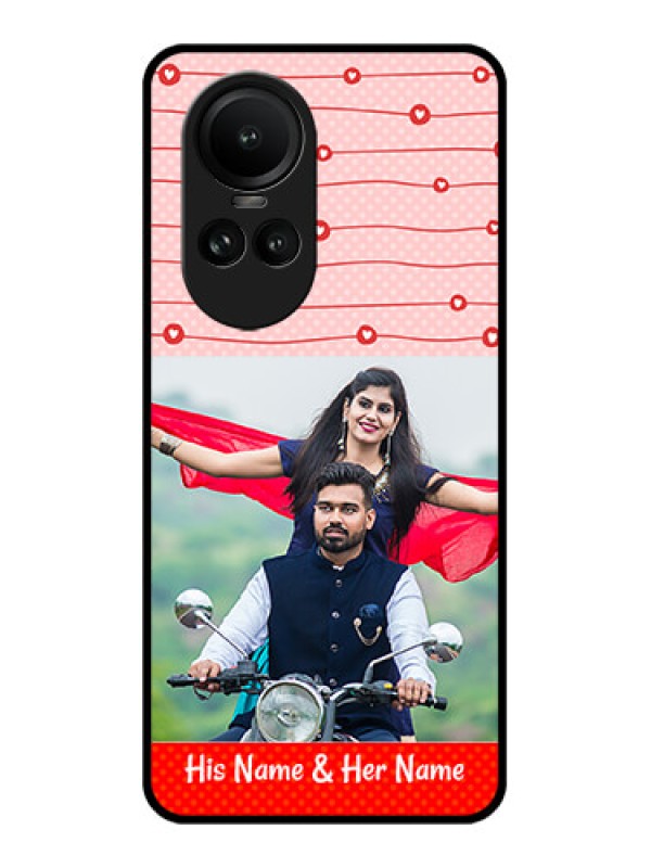 Custom Oppo Reno 10 Pro 5G Personalized Glass Phone Case - Red Pattern Case Design