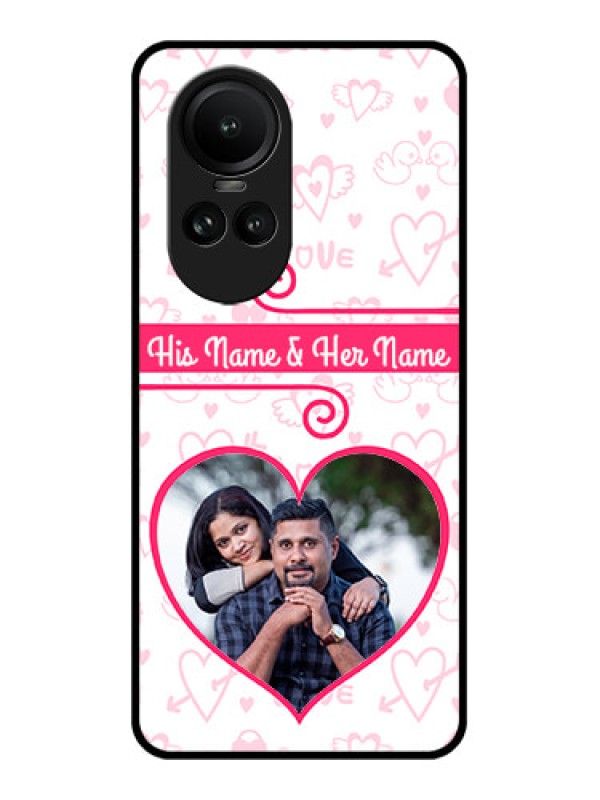 Custom Oppo Reno 10 Pro 5G Personalized Glass Phone Case - Heart Shape Love Design