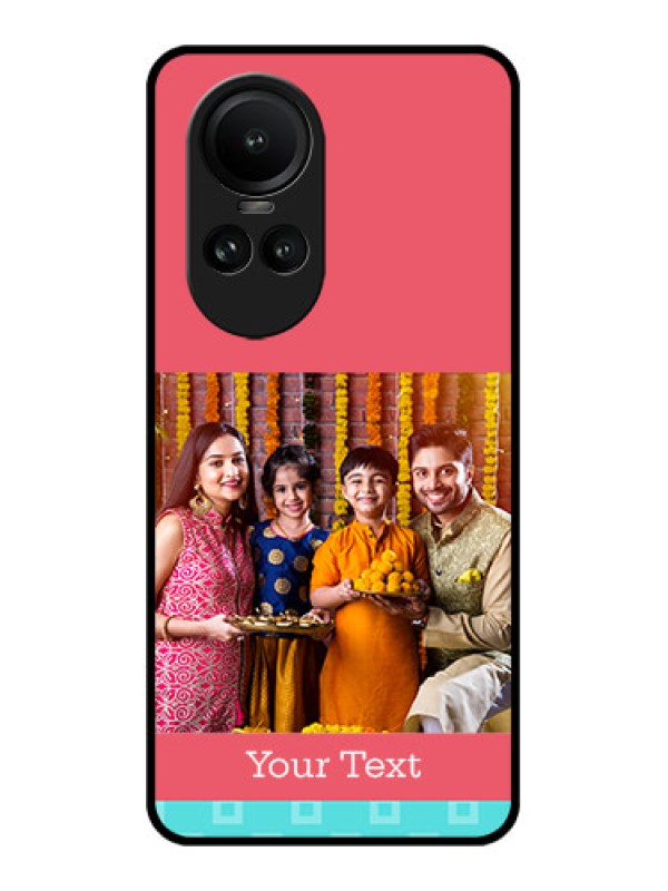 Custom Oppo Reno 10 Pro 5G Personalized Glass Phone Case - Peach & Blue Color Design