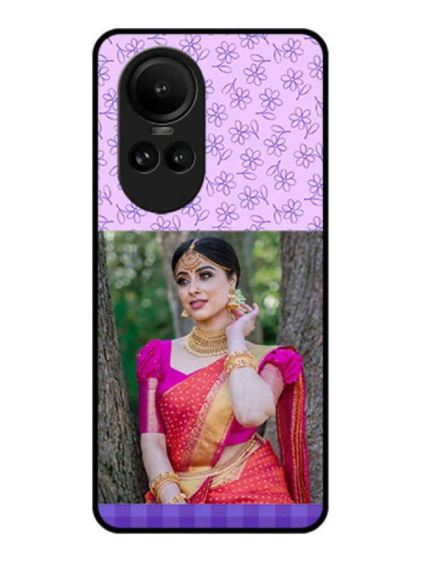 Custom Oppo Reno 10 Pro 5G Custom Glass Phone Case - Purple Floral Design