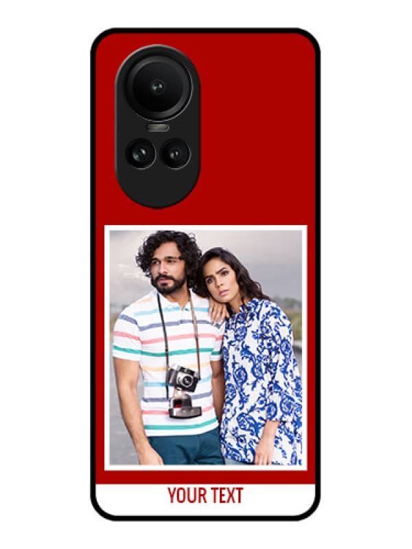 Custom Oppo Reno 10 Pro 5G Personalized Glass Phone Case - Simple Red Color Design