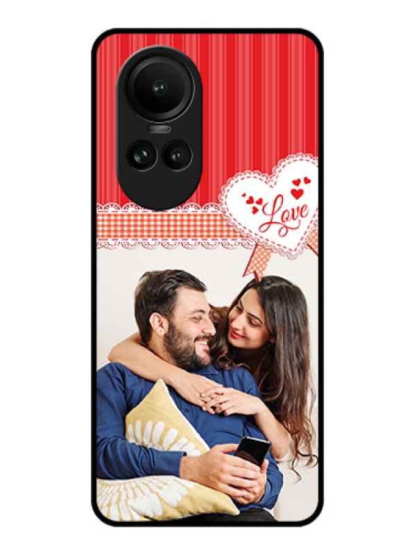 Custom Oppo Reno 10 Pro 5G Custom Glass Mobile Case - Red Love Pattern Design