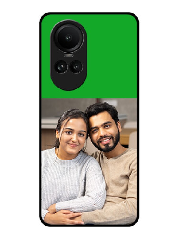 Custom Oppo Reno 10 Pro 5G Personalized Glass Phone Case - Green Pattern Design