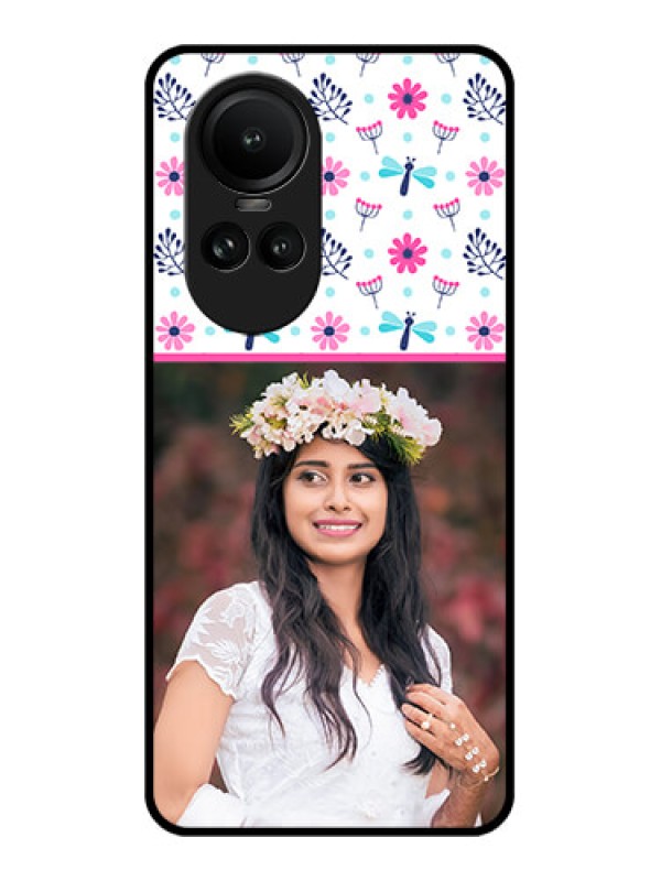 Custom Oppo Reno 10 Pro 5G Photo Printing on Glass Case - Colorful Flower Design