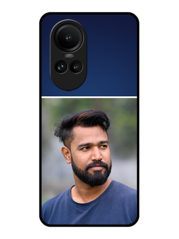 Custom Oppo Reno 10 Pro 5G Personalized Glass Phone Case - Simple Royal Blue Design