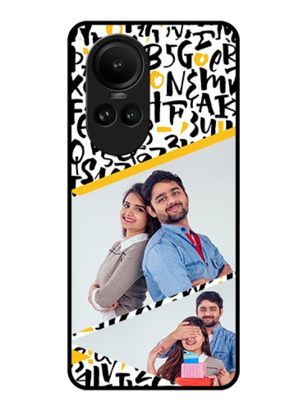 Custom Oppo Reno 10 Pro 5G Custom Glass Mobile Case - Letters Pattern Design