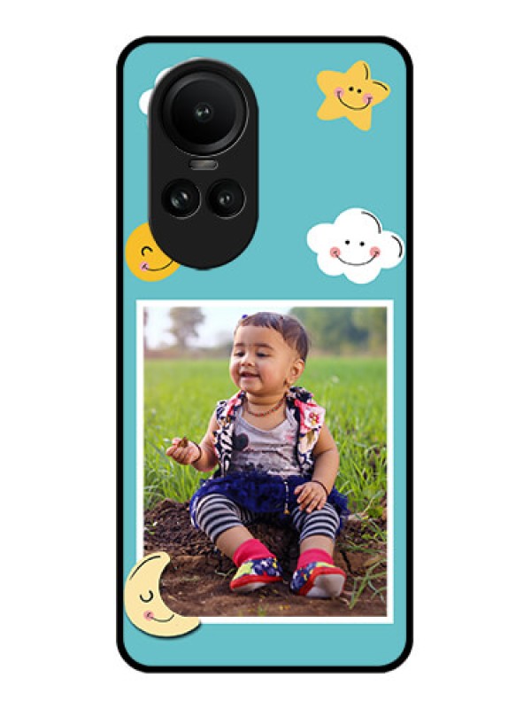 Custom Oppo Reno 10 Pro 5G Personalized Glass Phone Case - Smiley Kids Stars Design